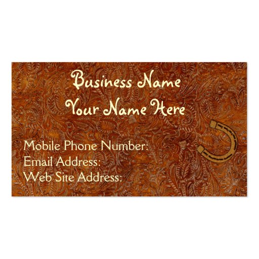 Faux Tooled Leather Western style 3 Business Cards (front side)