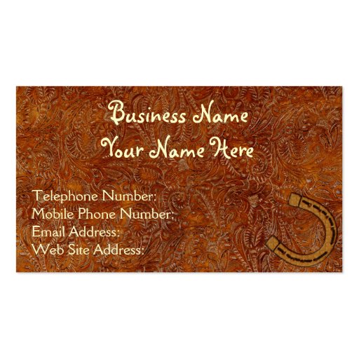 Faux Tooled Leather Western style 3 Business Cards (front side)