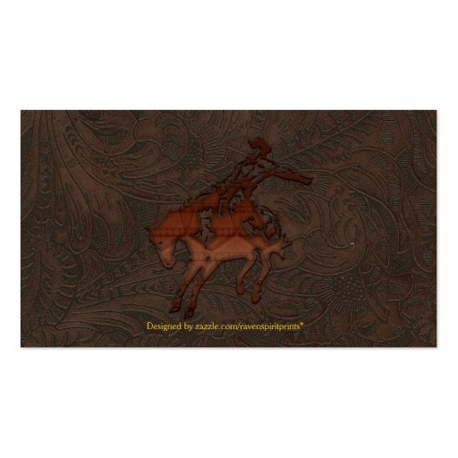 Faux Tooled Leather Western style 4 Business Cards (back side)