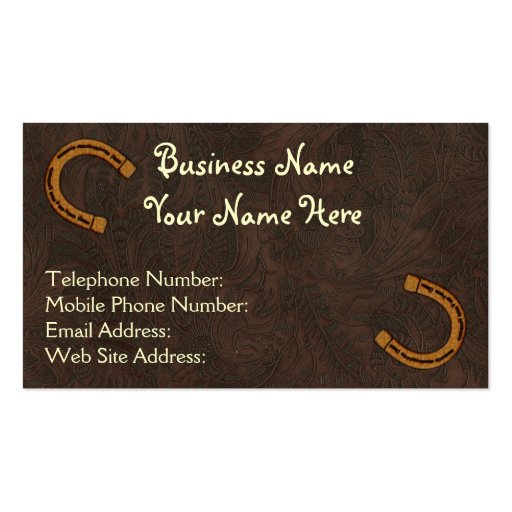 Faux Tooled Leather Western style 4 Business Cards (front side)