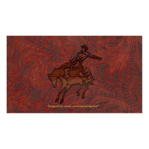 Faux Tooled Leather Western style 7 Business Cards (back side)