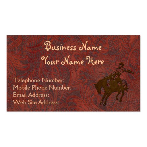 Faux Tooled Leather Western style 7 Business Cards (front side)