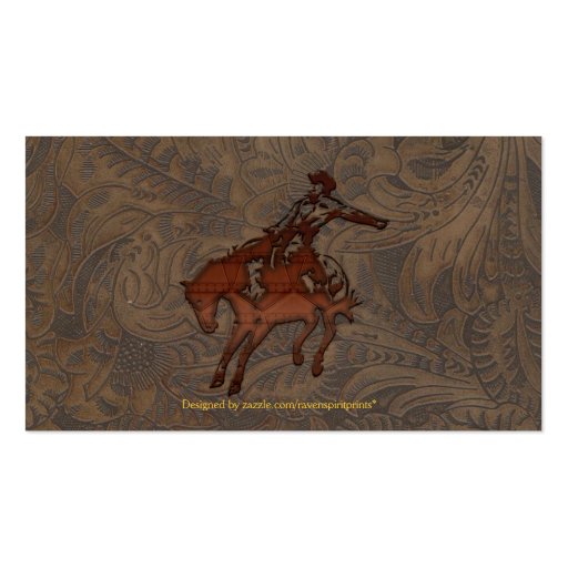 Faux Tooled Leather Western style Business Cards (back side)
