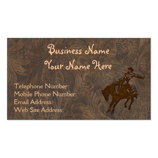 Faux Tooled Leather Western style Business Cards (front side)