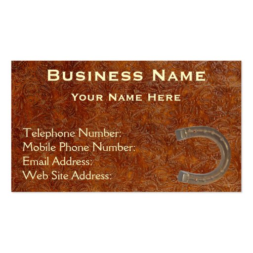 Faux Tooled Leather Western style IV Biz Cards Business Card (front side)