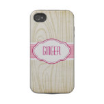 Faux Washed Woodgrain & Pink Sash iPhone4 Case casemate cases