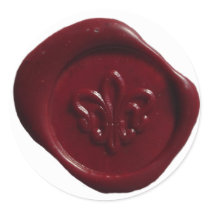 Faux Wax Seal in Red Round Sticker