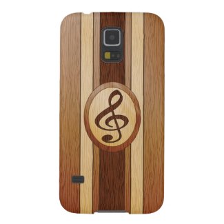 Faux wood with inlay treble clef galaxy s5 covers