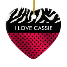 Favoloso Zebra Polka Dot Valentine Heart ornament