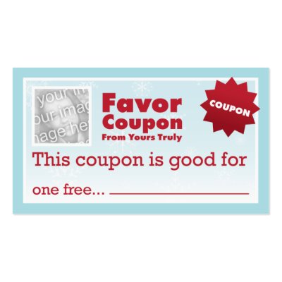 Favor Coupons Business Card Template by christmascards