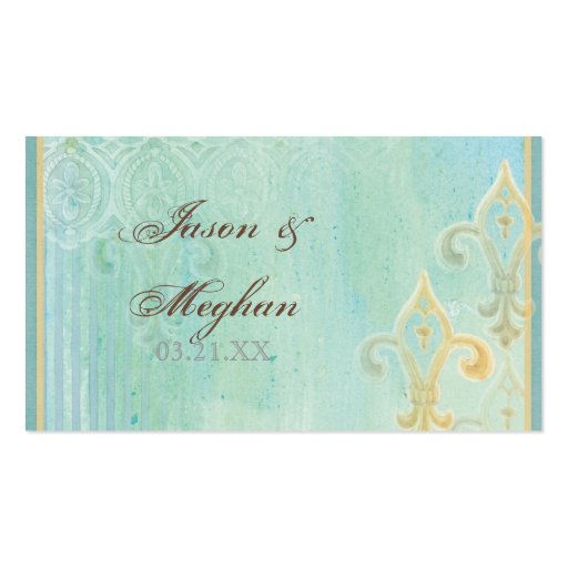 Favor Gift Cards - Fleur di Lys Damask 2 - Wedding Business Card Templates (back side)