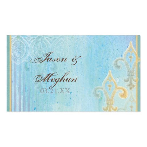 Favor Gift Cards - Fleur di Lys Damask 2 - Wedding Business Card Template (back side)