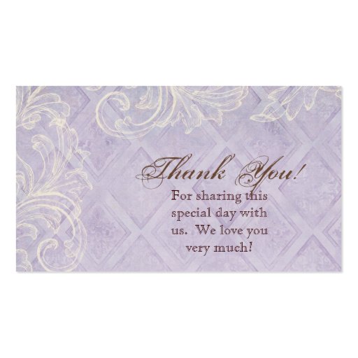 Favor Gift Cards - Purple Hydrangea Swirl Wedding Business Cards (front side)