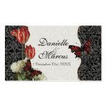 Favor Gift Tags  - Black n Cream Red Tulip Damask Business Card