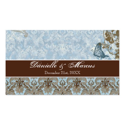 Favor Gift Tags - Fleur di Lys Damask vs 2 Business Cards (front side)