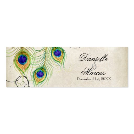 Favor Gift Tags - Peacock Feathers Wedding Set Business Cards (front side)