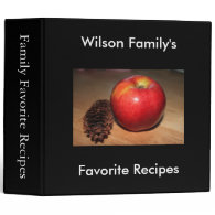 Favorite recipes,apple, fir cone 3 ring binders