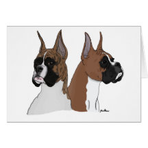 Fawn and Brindle Boxers Greeting Cards