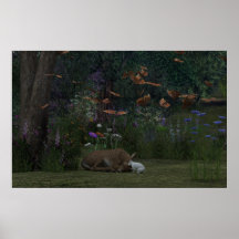 Fawn and Rabbit in the woods Print