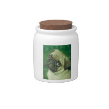 Fawn Chinese Pug Dog Treat Candy Jar