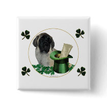 Fawn Mastiff Shamrock Button