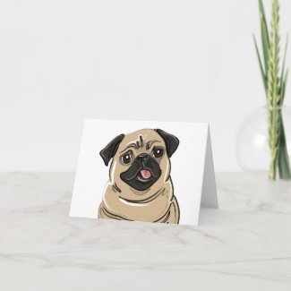 Fawn Pug Note Card
