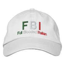 FBI Full Blooded Italian White Baseball Cap embroidered hats by malibuitalian FBI Full Blooded Italian White Baseball Cap embroidered hats