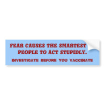 FEAR CAUSES THE SMARTEST OF PEOPLE TO ACT STUPI... bumper stickers