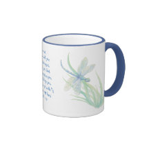 Fear Not, Isaiah Scripture Dragonfly Blue, Green Coffee Mugs