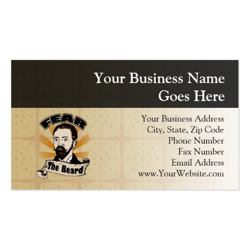 Fear the Beard, Funny Mustache Business Card Template (front side)