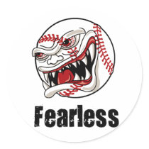 Fearless Baseball Round Sticker