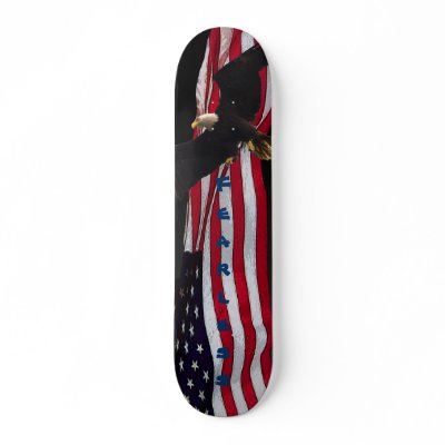 "Fearless" Eagle/US Flag Skateboard by HANDPRINTS