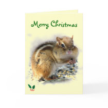 Feasting Chipmunk Christmas Card