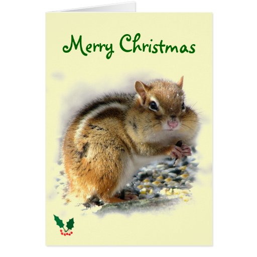 Feasting Chipmunk Christmas Card | Zazzle