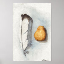 Feather and Stone Watercolor Nature posters