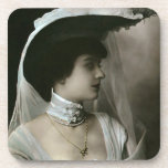 Feather Hat and Lace Choker Drink Coaster