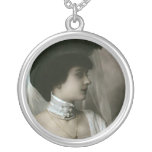 Feather Hat and Lace Choker Personalized Necklace