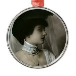 Feather Hat and Lace Choker Christmas Tree Ornament