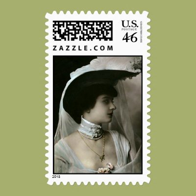 Feather Hat and Lace Choker Stamp Zazzle_stamp