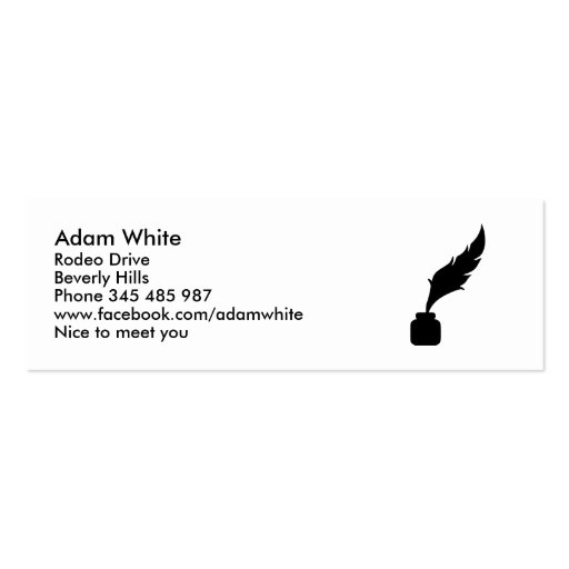 Feather ink writer business card template