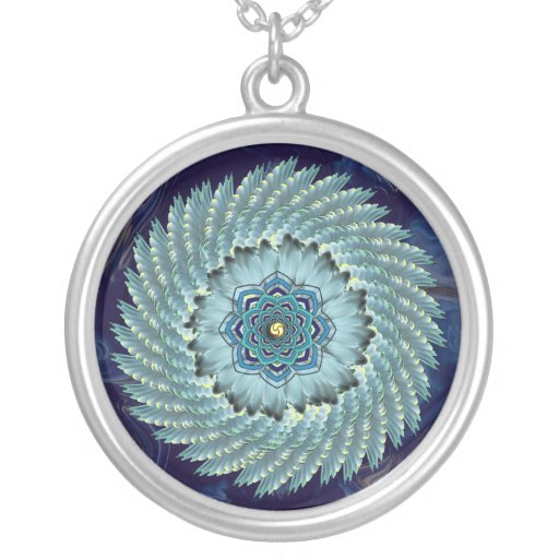 Feather Lotus Mandala Pendant Necklace