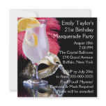 Feather Mask 21st Birthday Party Personalized Announcements