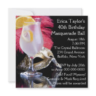 Feather Mask 40th Birthday Masquerade Party invitation