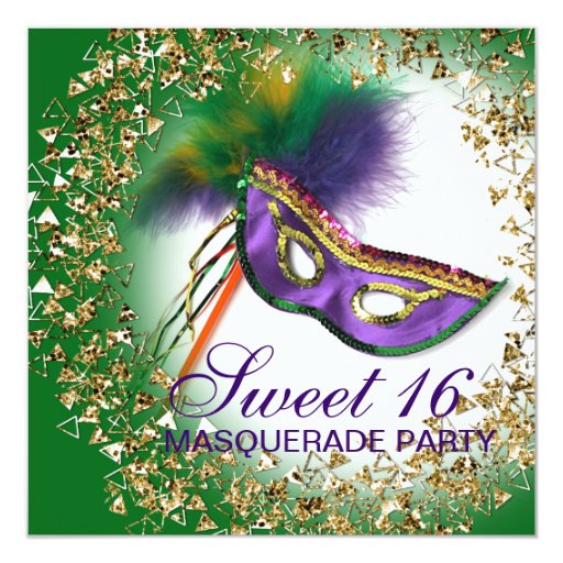 Feather Mask Purple Sweet 16 Masquerade Party Invitation Zazzle