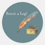 Feather Pen Break a Leg Stickers