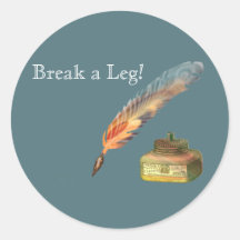 Feather Pen Break a Leg Stickers