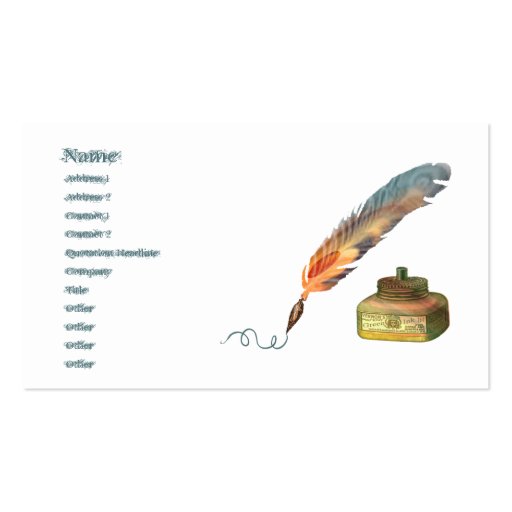 Feather Pen Standard Business Card (front side)