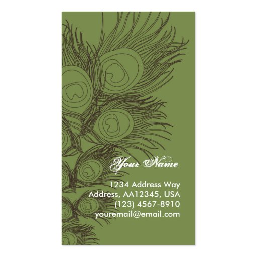 Feather Profile Card - Green Business Card Templates (front side)