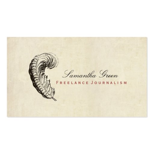 Feather Simple Distressed Vintage Business Card (front side)