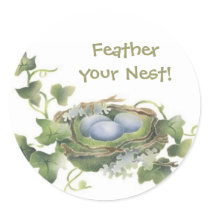 Feather Your Nest Bird Nest Stickers
